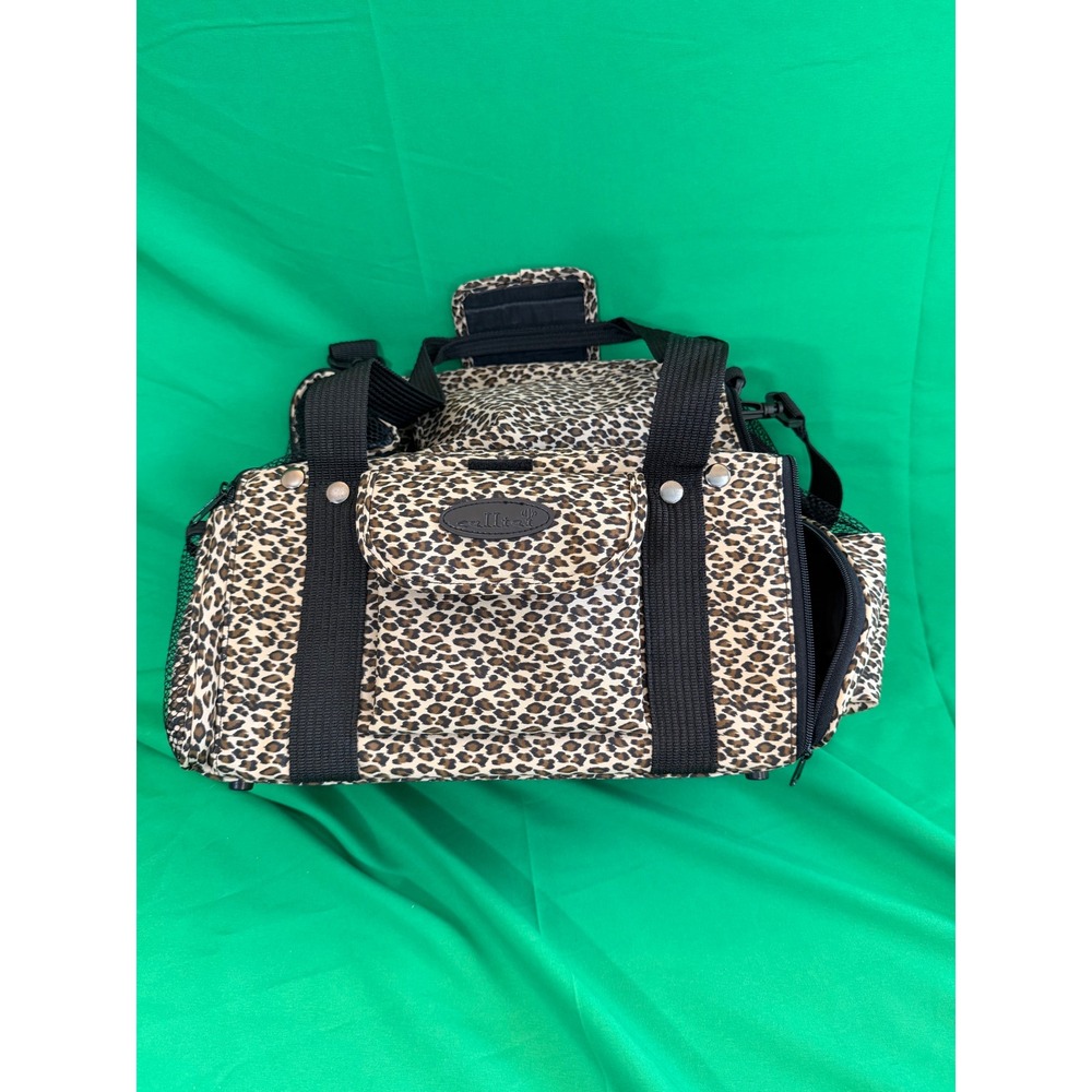 Celltei Leopard Print Pet Carrier Small Dog Cat Travel Bag Mesh Sides Brown